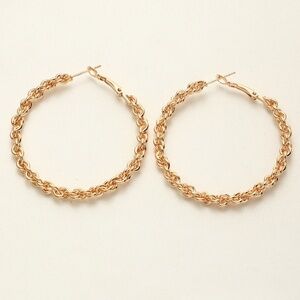 *CORA* Gold Geometric Twist Design Fashion Hoop Earrings